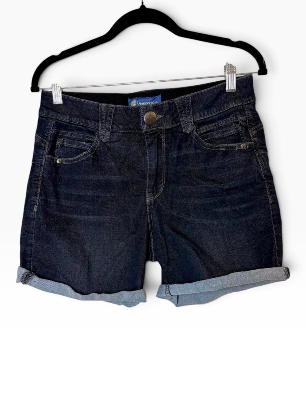 Democracy Ab Solution Dark Wash Cuffed Denim Shorts Size 8